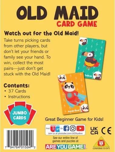 Miniatura 8 de University Games Juego de cartas Vieja Soltera - Tamaño Jumbo, Tarjetas de personajes coloridas para niños de 4 años en adelante, juego divertido