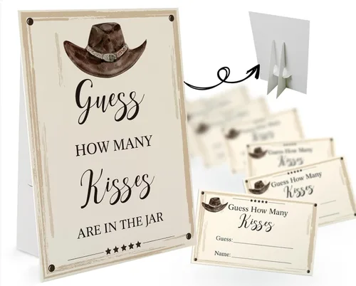 Miniatura 6 de Cowboy Don't Say Baby Game (1 letrero y 50 mini pinzas naturales para la ropa) Juego de Don't Say Baby Shower, decoraciones de baby shower