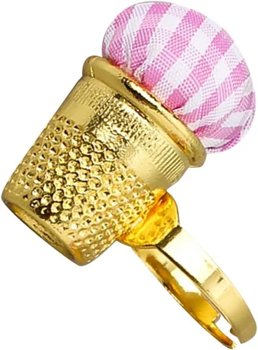 Miniatura 11 de EXCEART DIY bordado ayuda de costura dedal anillo de almacenamiento de aguja de punto de cruz nuevo dos en uno aguja dedo cuna (dorado) precioso