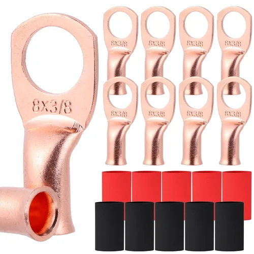 Miniatura 26 de TKDMR - Kit de 264 piezas de extremos de cable de batería, 132 piezas de terminales de anillo de lengüetas de cable de cobre resistentes AWG 8 6 4 2