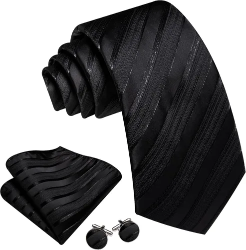 Miniatura 226 de Barry.Wang Juego de corbatas para hombre, corbata de seda a rayas, tejido a cuadros, gemelos formales, negocios, boda
