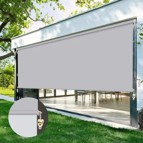 Miniatura 13 de ZY Blinds Persianas opacas para exteriores, sin cordones, de tela negra impermeable, para exteriores, protección contra la luz solar, pantalla