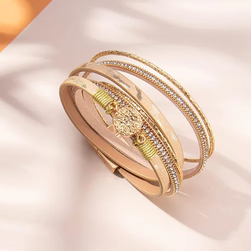 Miniatura 4 de Pulseras bohemias de cuero con cierre magnético para mujer, Cuero sintético