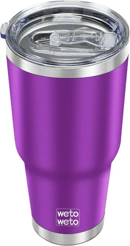 Miniatura 23 de WETOWETO - Vaso de 30oz, taza de viaje con aislamiento al vacío de acero inoxidable, taza de café y agua con recubrimiento en polvo de doble pared