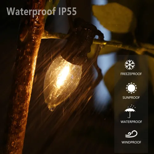 Miniatura 3 de Paquete de 50 bombillas LED C9 de Navidad, bombilla LED C9 de repuesto para cadena de luces de Navidad, base intermedia E17, 2200 K blanco cálido