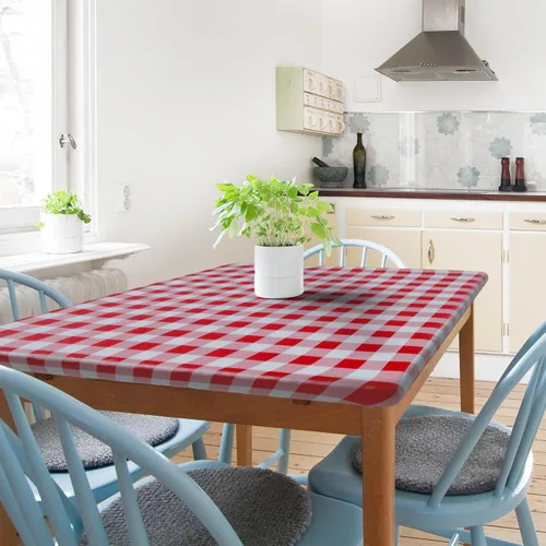 Miniatura 13 de Sorfey Mantel ajustado con elástico, vinilo con parte trasera de franela, se adapta a mesa de 24 x 48 pulgadas, rectangular, a prueba de agua, fácil