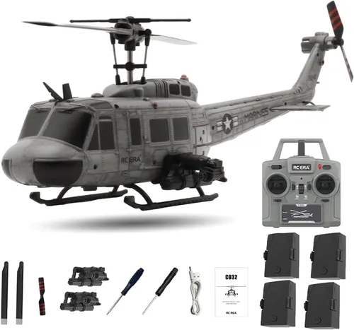 Miniatura 10 de RC ERA C032 UH-1 Huey Helicóptero RC, escala 1:48, giroscopio de 6 ejes, 6 canales, sin escobillas, aviones estabilizados sin varilla sin