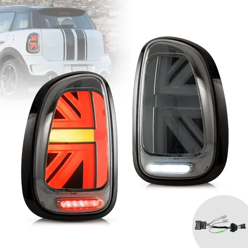 VLAND - Luces traseras ahumadas LED Union Jack compatibles con BMW Mini Cooper Countryman R60 2010-2016 con señal de giro secuencial, luces de