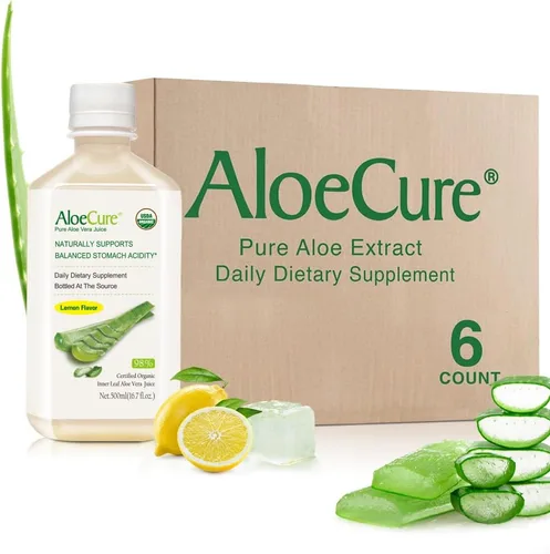 Miniatura 13 de AloeCure USDA - Jugo orgánico de aloe vera sabor a limón, fabricado dentro de las 12 horas de cosecha, suplemento digestivo natural para una acidez