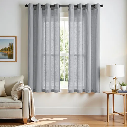 Miniatura 52 de jinchan Cortinas de 108 pulgadas Mezcla de Lino de Lino Semi Transparentes Filtrado de Luz y Resplandor Cortinas Extra Largas para Sala de Estar