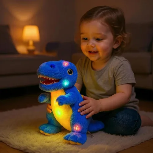 Miniatura 5 de Peluche LED de dinosaurio azul iluminado, para cumpleaños, Navidad, juguetes de peluche T-Rex, regalos para niños pequeños, 12.5 pulgadas