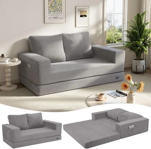 Miniatura 28 de COMAX Sofá cama futón, sofá cama convertible 4 en 1, sofás deshuesados para sala de estar, sofá biplaza plegable pequeño plegable que ahorra Gris