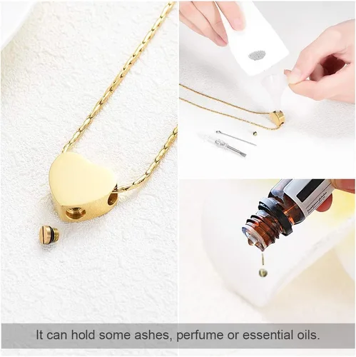 Miniatura 117 de constantlife Joyería de cremación para cenizas – Colgante de corazón conmemorativo collar de urna conmemorativa soporte para cenizas de acero