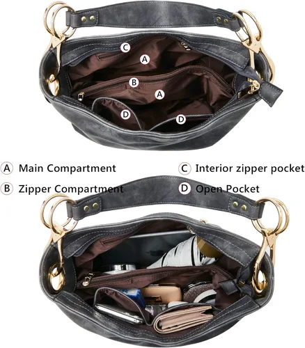 Miniatura 4 de FOXLOVER Bolsos estilo hobo de cuero sintético para mujer, estilo vintage, grandes, bolso cruzado para el hombro, bolso de mano para mujer