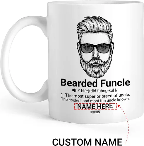 Miniatura 2 de CUBICER Tazas de café personalizadas con frases divertidas, vasos de hongos barbudos, nombre personalizado, tío de cerámica blanca, novedad, tazas