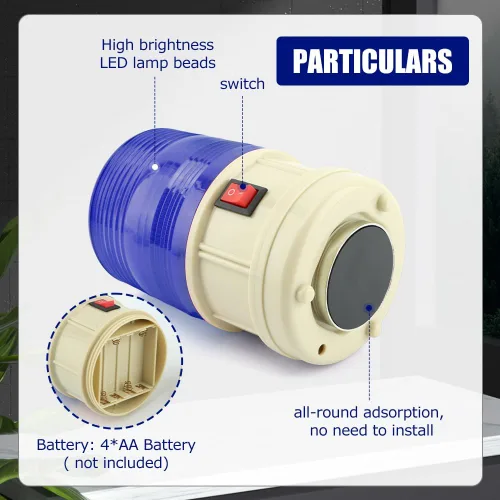 Miniatura 6 de Faro de advertencia LED de 6", luz estroboscópica de emergencia que funciona con pilas, lámpara magnética de advertencia de seguridad intermitente