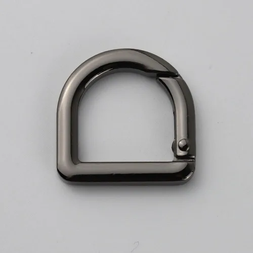 Miniatura 3 de 2 llaveros de resorte de metal semicírculo, clip de ganchos de resorte, hebilla de llavero de resorte, anillo plano en D para monederos (negro)