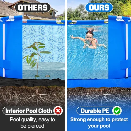 Miniatura 2 de Aulock Almohadillas de piscina de 16.4 x 16.4 pies para piscina sobre el suelo, lona rectangular impermeable de polietileno para piscinas de 8 a 15