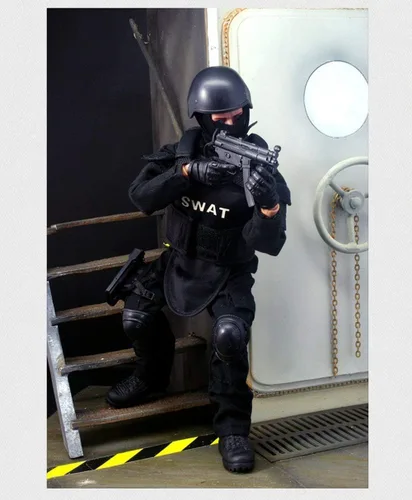 Miniatura 7 de BJPEY Figuras de acción de 12 pulgadas, juguete de figura de soldado flexible con soporte 1:6 (SWAT)