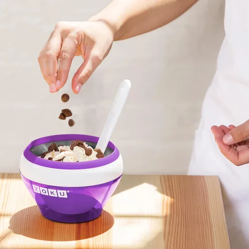 Miniatura 5 de Zoku Máquina para hacer helados, cuenco compacto para hacer y servir con núcleo de congelador de acero inoxidable que crea helado suave, yogur