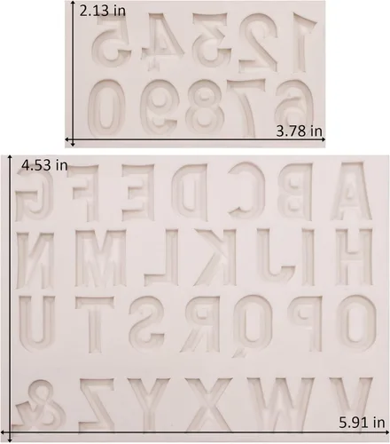 Miniatura 2 de 26 moldes de silicona con letras mayúsculas, 3D del alfabeto número 0-9 moldes de chocolate, para cumpleaños, aniversario, día de San Valentín
