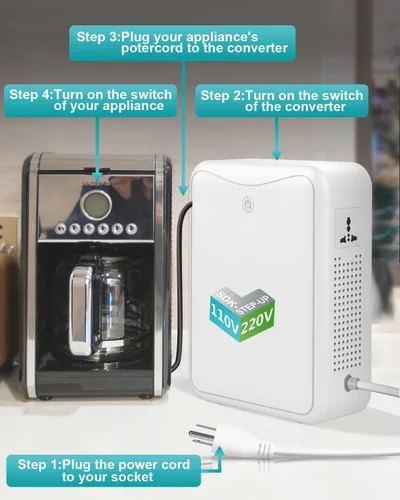 Miniatura 5 de Transformador elevador de 120 V a 240 V, convertidores de voltaje de potencia de 1000 W, sin ruido, apto para máquinas de café, ollas arroceras