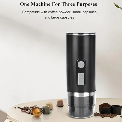 Miniatura 7 de Cafetera eléctrica automática de 800 mAh Cafetera portátil de viaje y campamento Cargador de coche USB C Funciona con café molido y cápsulas