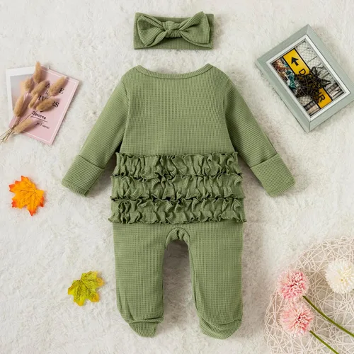 Miniatura 4 de Ropa para bebé recién nacida, con volantes, con cremallera, para llegar a casa, ropa de otoñoinvierno de 0 a 12 meses
