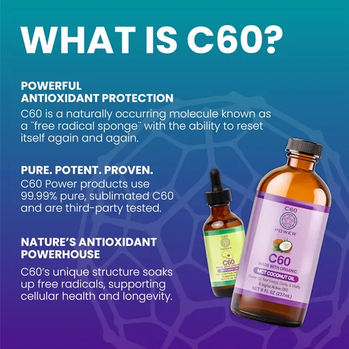 Miniatura 5 de C60 Power C60 en aceite de coco MCT orgánico – Suplemento antioxidante y bienestar natural para hombres y mujeres, 99.99% de carbono puro