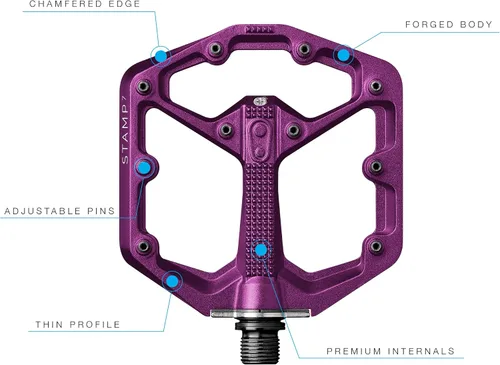 Miniatura 3 de Crankbrothers Stamp Pedales Planos MTB - Pedales de Bicicleta Ligeros, Versátiles y Duraderos de Tamaño Específico Púrpura