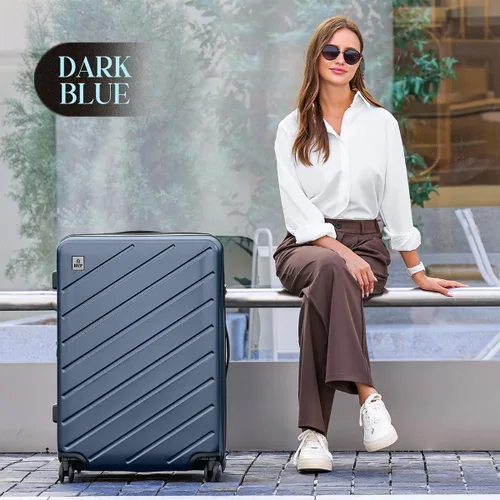 Miniatura 2 de AnyZip Maletas de equipaje con ruedas giratorias PC+ABS Hardshell TSA Lock, Azul marino