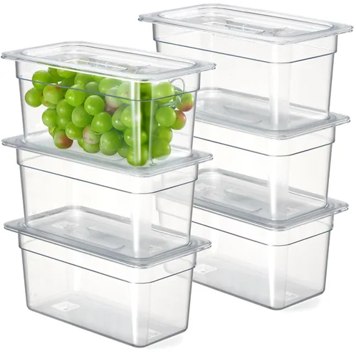 Miniatura 27 de CURTA Paquete de 6 bandejas de comida NSF, tamaño medio de 2 1/2 pulgadas de profundidad, plástico de policarbonato comercial transparente apto