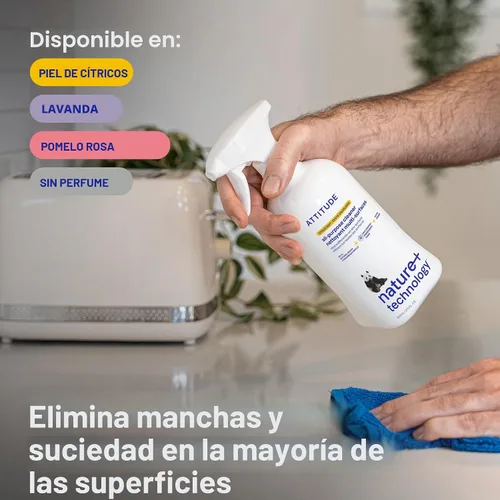Miniatura 2 de ATTITUDE Spray limpiador multiusos, verificado por EWG, vegano, fabricado con 94% de ingredientes a base de plantas, sin rayas para cocina, baño
