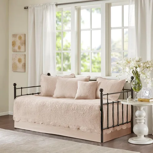 Madison Park - Juego de cubrecama para día - Cobertura de moda con acolchado de damasco y bordes festoneados, ropa de cama de lujo para todas las