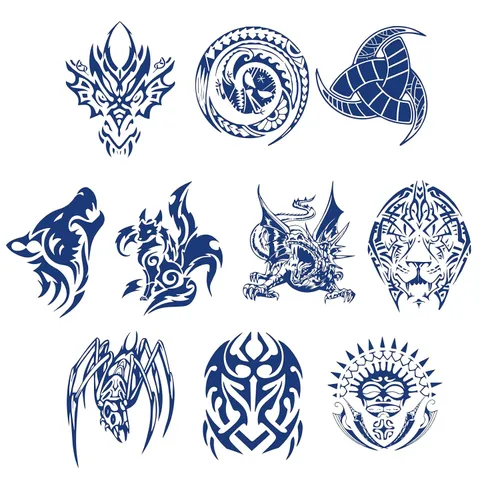 Miniatura 10 de 10 tatuajes vikingos celtas nórdicos para la parte posterior de las manos y los antebrazos, tatuajes tribales de Bule para la cara, fiesta vikinga
