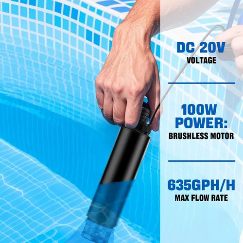 Miniatura 4 de Bomba de agua sumergible inalámbrica para batería Milwaukee M-18 de 18 V, bomba de agua de transferencia portátil de 635 GPH para camping, tina
