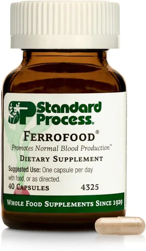 Standard Process Ferrofood - Antioxidante de alimentos integrales, sangre saludable y hemoglobina con cianocobalamina, acerola, shiitake, salvado de