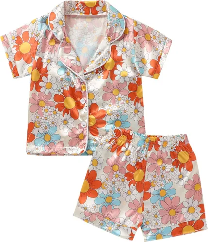 Miniatura 15 de Conjunto de pijama de manga larga con botones para niña pequeña, conjunto de ropa de dormir