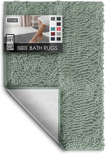 Miniatura 32 de Hearth & Harbor Alfombras de baño, tapete de baño de chenilla - Alfombras de baño lavables a máquina para baño con respaldo antideslizante de goma