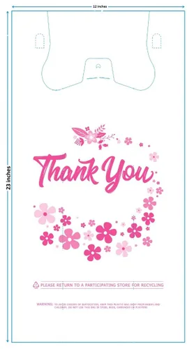 Miniatura 4 de Lina Plastics - Paquete de 100 bolsas para camisetas con texto en inglés "Thank You", bolsas de plástico a granel para compras, bolsa de restaurante