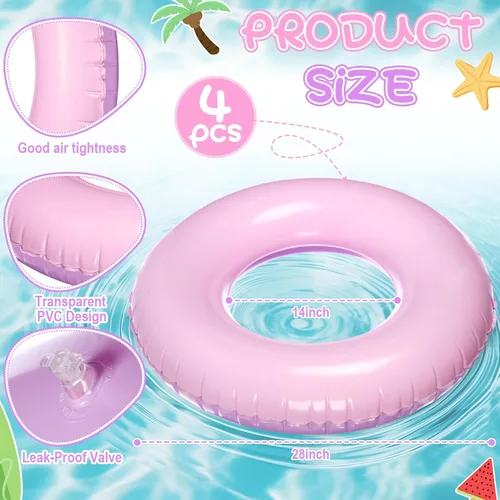 Miniatura 2 de 4 flotadores inflables de piscina para niños y adultos, tubos interiores pastel, macarrones, anillos de piscina, flotadores para cumpleaños, playa