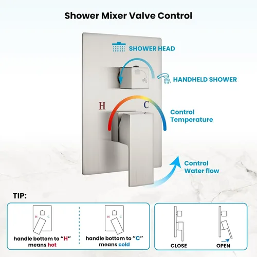 Miniatura 7 de gotonovo Sistema de ducha de lluvia para baño, juego de cabezal y mango de ducha de lluvia montado en la pared, conjunto completo combinado de latón