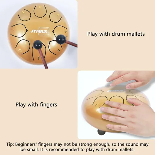 Miniatura 3 de Tambor de lengua de acero, 8 notas, 6 pulgadas, tambor de lluvia para exterior con bolsa, libro de música, mazos de tambor, soporte para mazo, púas
