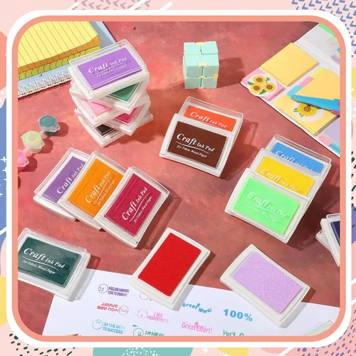 Miniatura 3 de Jexine 40 almohadillas de tinta para sellos, colores para manualidades, almohadillas de tintas de dedo, almohadilla de sello lavable para sellos