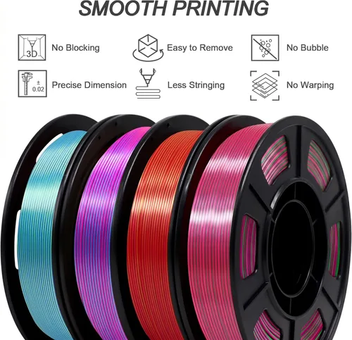 Miniatura 3 de Yousu Seda de Doble Color Filamento PLA para 3D Impresora Filamento Coextrusión PLA Multicolor Filamento PLA 1.75mm (± 0.03 mm) Compatible