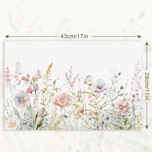Miniatura 2 de AnyDesign Paquete de 50 manteles individuales desechables de papel floral de acuarela de flores silvestres de 11 x 17 pulgadas, manteles