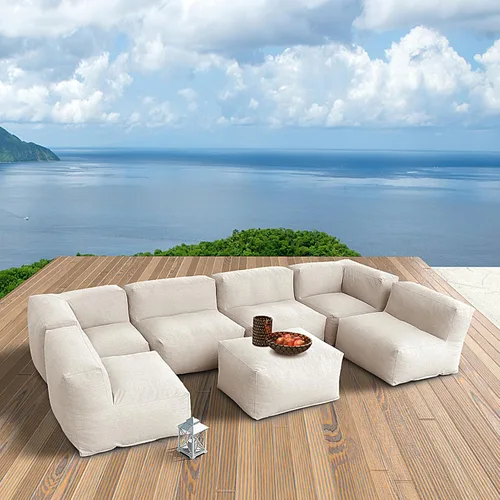 Dineli ANNYH CALALUNA - Juego de muebles seccionales de 7 piezas para patio y jardín. Combina 4 sillas medias, 2 esquinas, 1otomana/café al aire