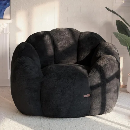 Miniatura 13 de MAXYOYO Puf para adultos, sofá puff en forma de floral, sofá de piel sintética ultrasuave, silla de lectura grande para sala de estar, dormitorio