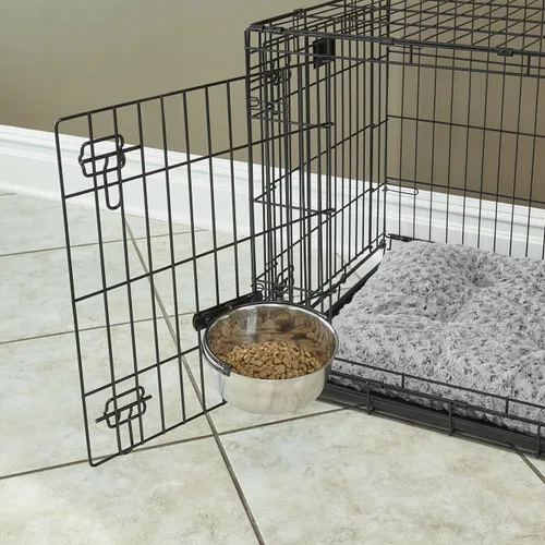 Miniatura 3 de MidWest Homes for Pets Snap'y Fit - Tazón de acero inoxidable para alimentos o agua, capacidad para 10 onzas, se monta en jaulas de alambre, diseño