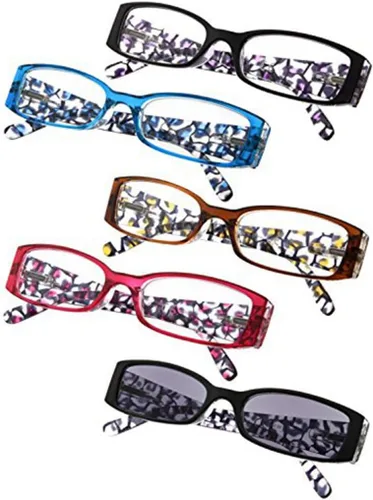 Paquete de 5 lentes de lectura con diseño floral para mujer, incluye lectores de sol